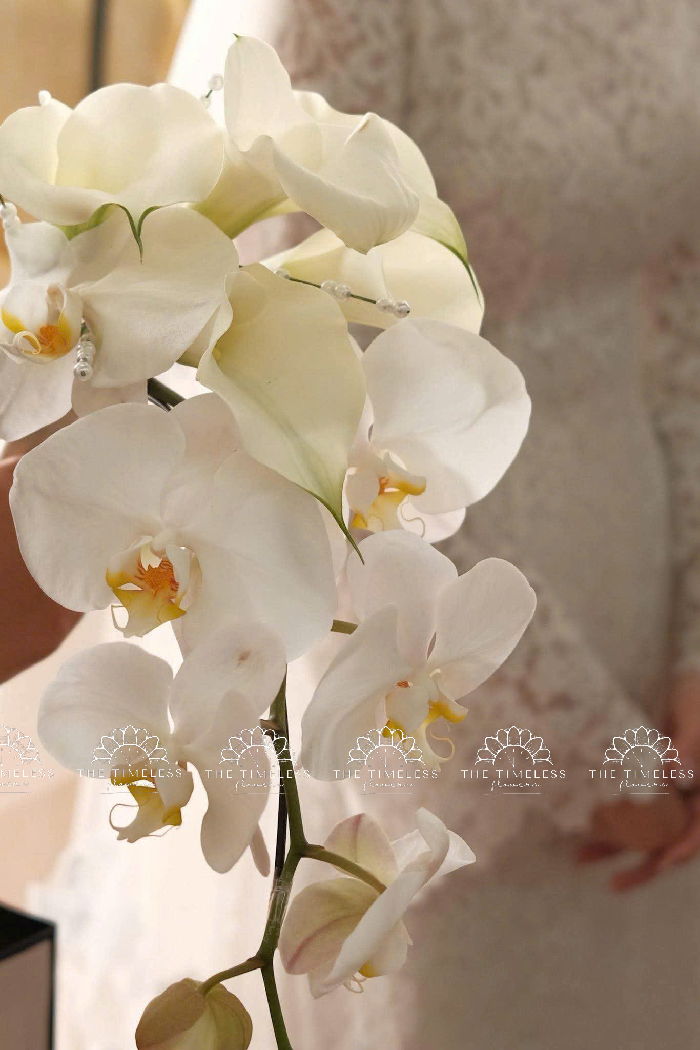 Hoa Cưới 5 Calla Lily mix Lan Hồ Điệp Trắng A482 - Hình ảnh 6