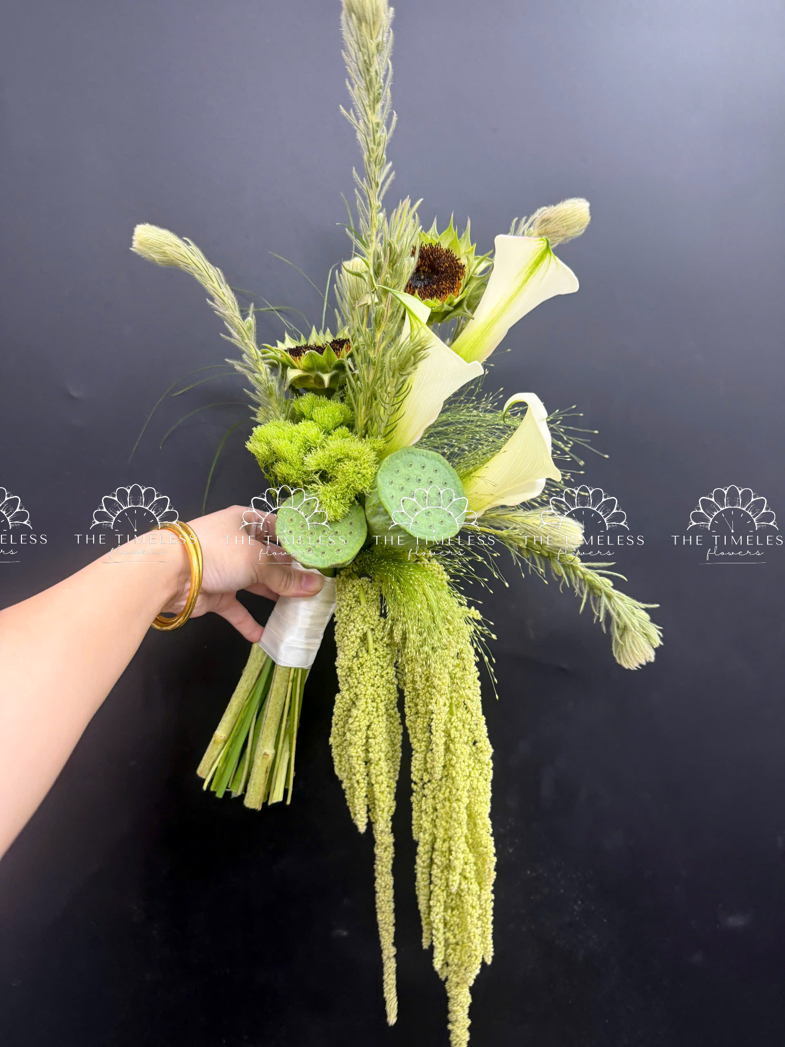 Hoa Cưới Calla lily tone xanh lá A476