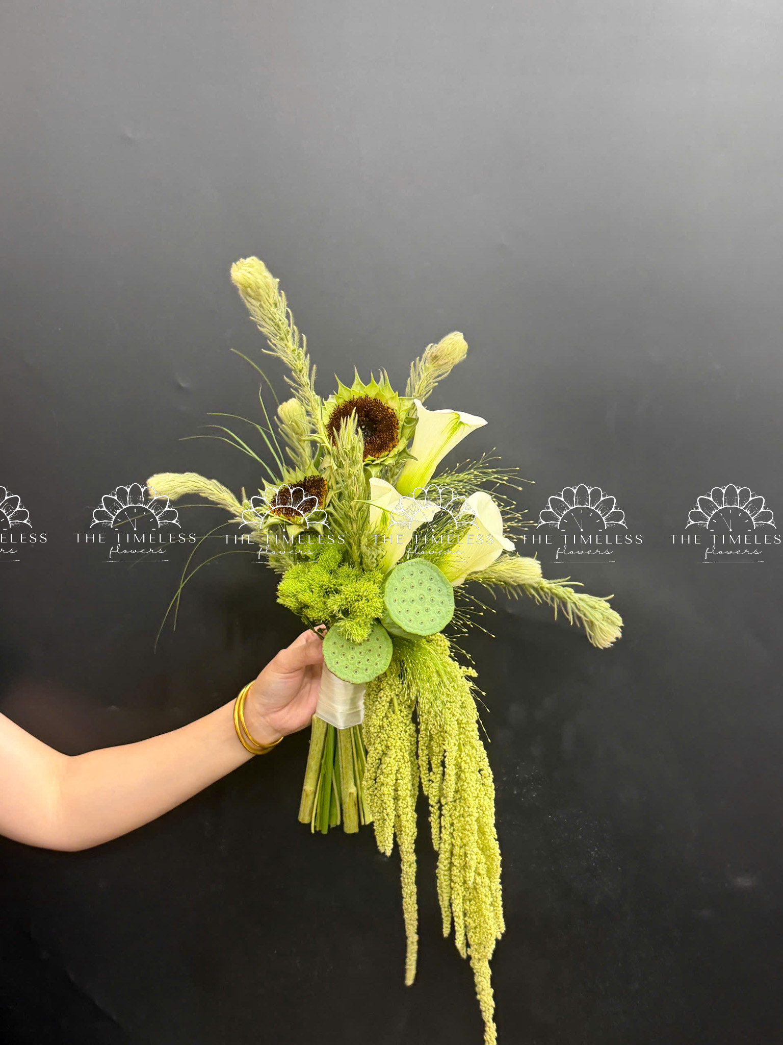 Hoa Cưới Calla lily tone xanh lá A476