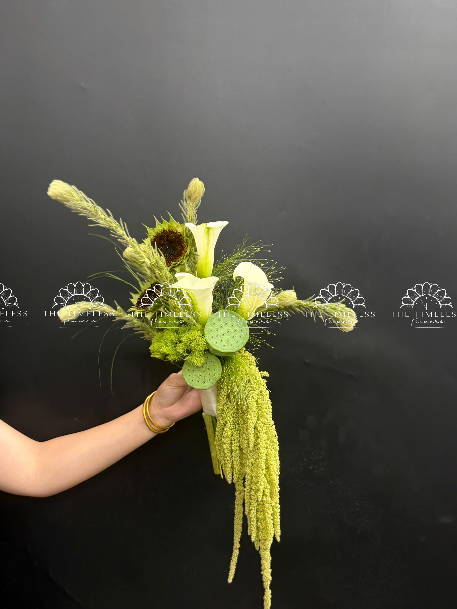 Hoa Cưới Calla lily tone xanh lá A476