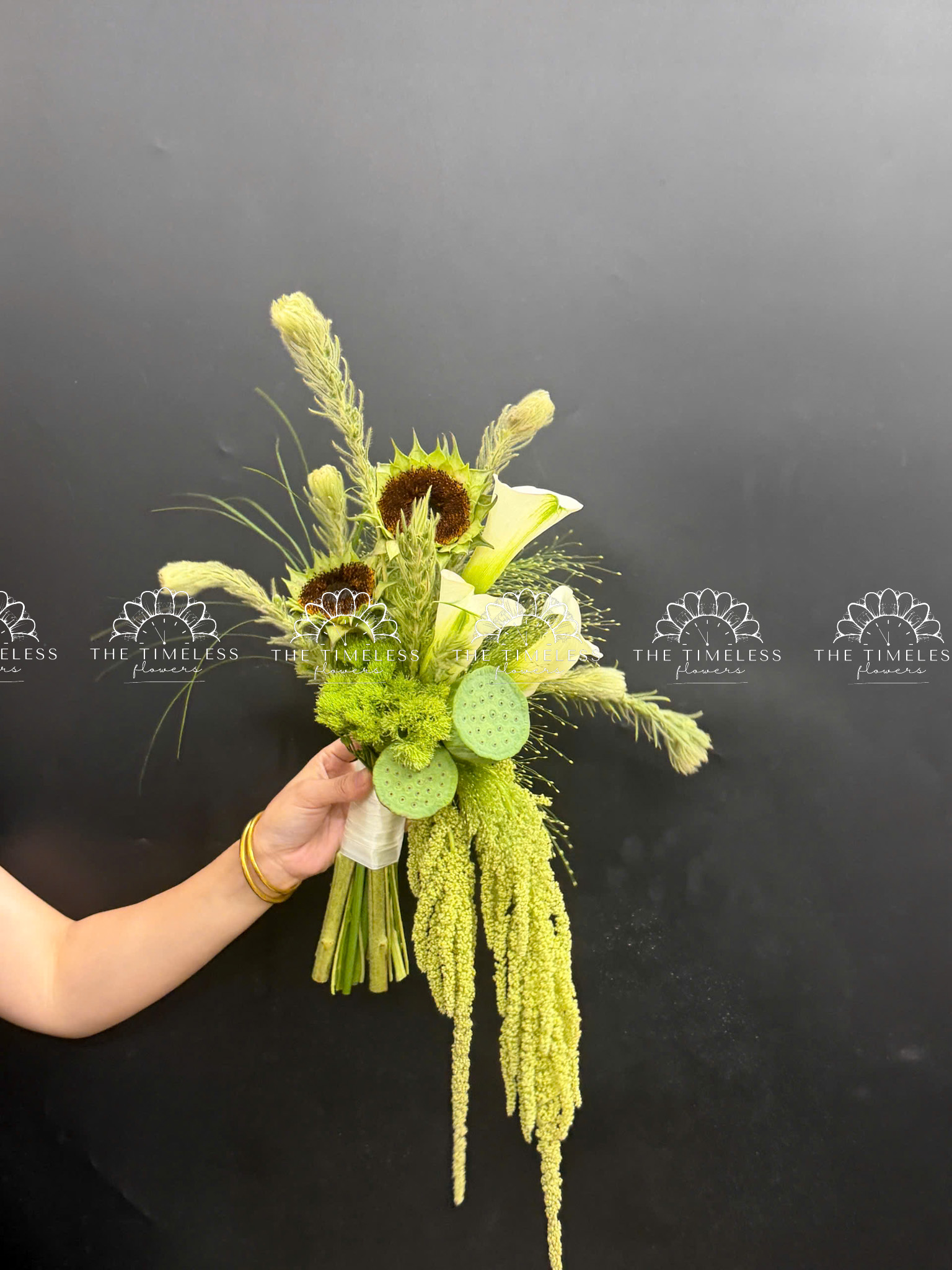 Hoa Cưới Calla lily tone xanh lá A476