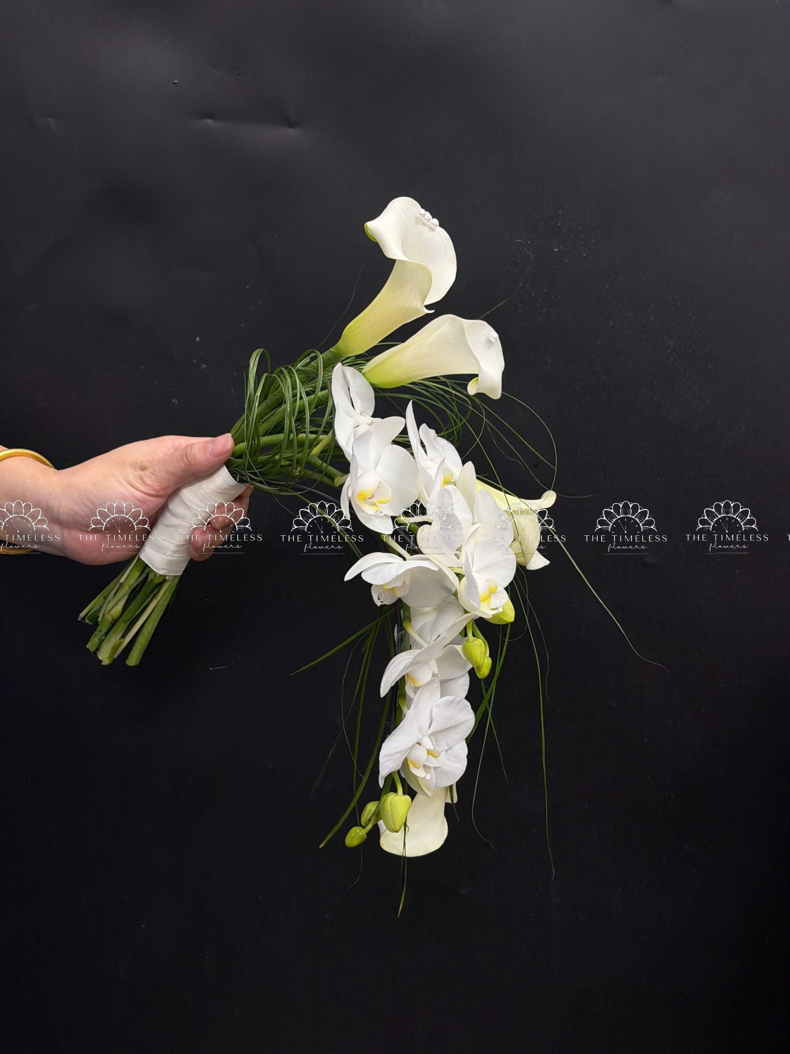 Hoa Cưới Calla Lily - Rum Hà Lan Trắng và Lan Hồ Điệp A496 - Hình ảnh 9
