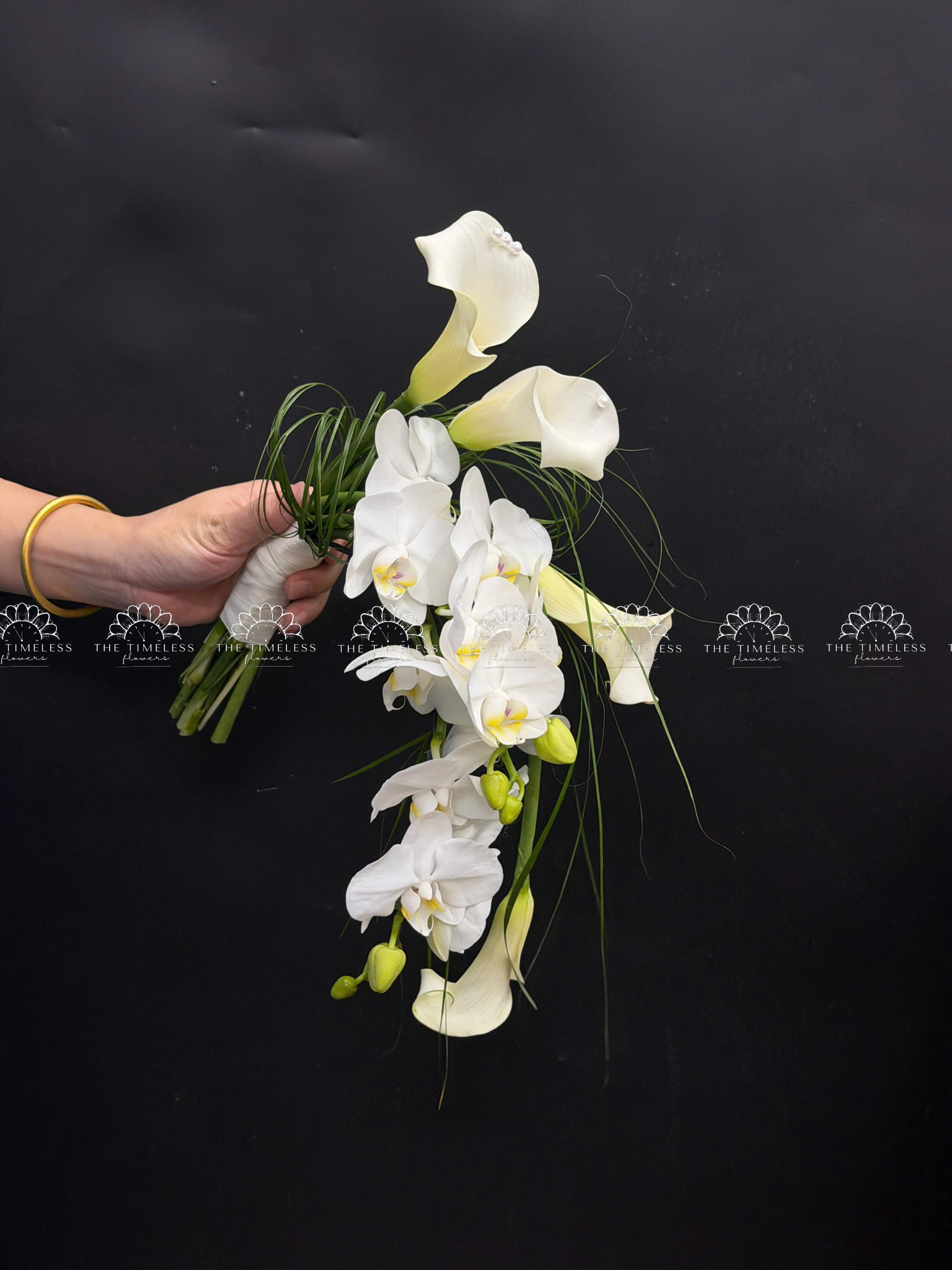 Hoa Cưới Calla Lily - Rum Hà Lan Trắng và Lan Hồ Điệp A496