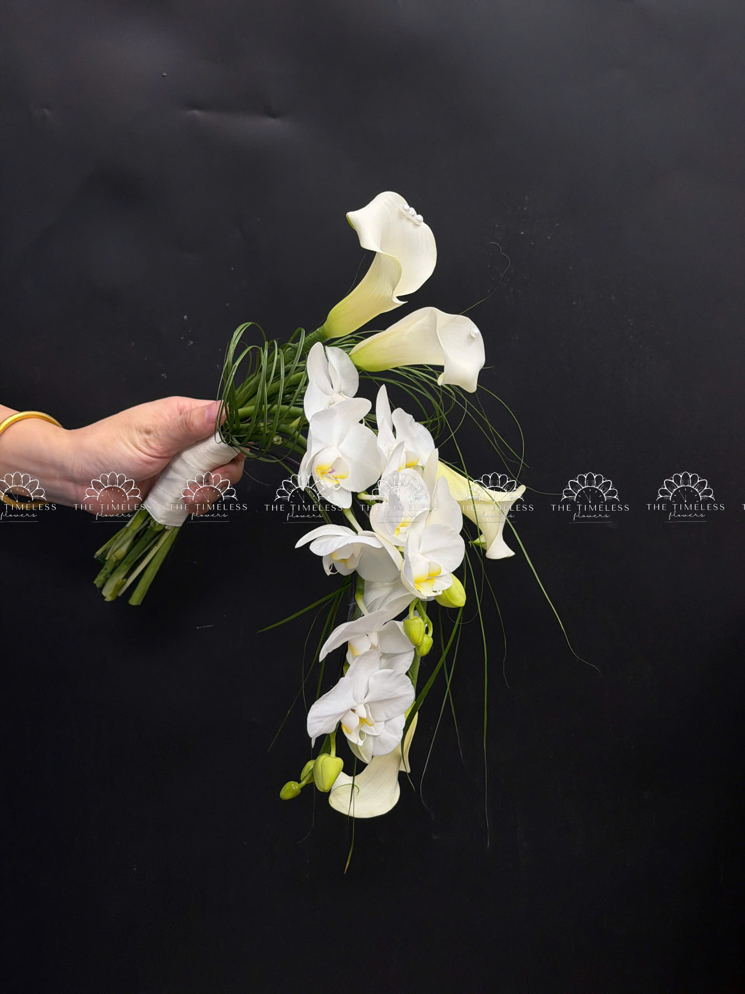 Hoa Cưới Calla Lily - Rum Hà Lan Trắng và Lan Hồ Điệp A496