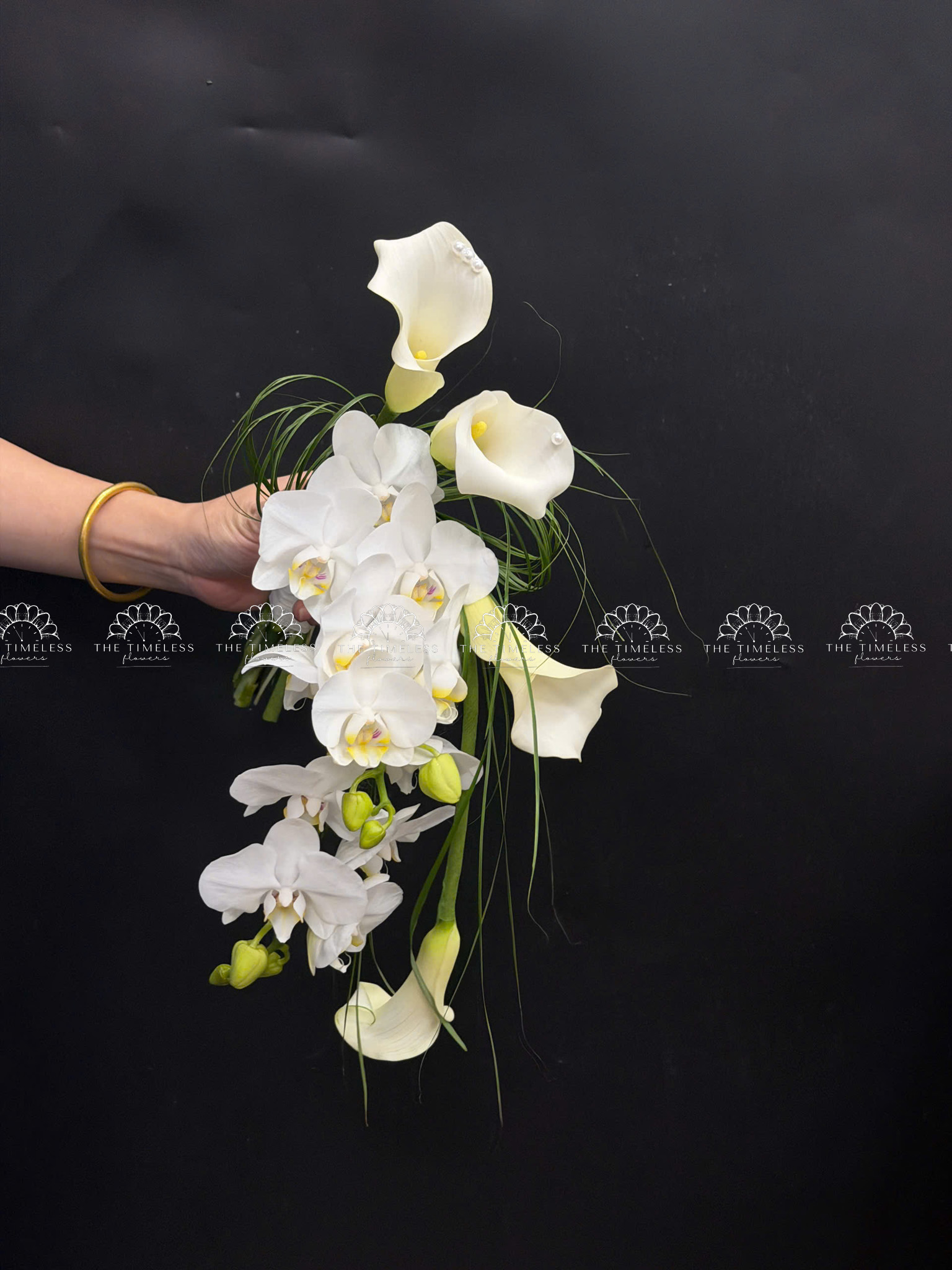 Hoa Cưới Calla Lily - Rum Hà Lan Trắng và Lan Hồ Điệp A496
