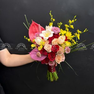 Bó hoa cưới Hồng môn tone đỏ A510