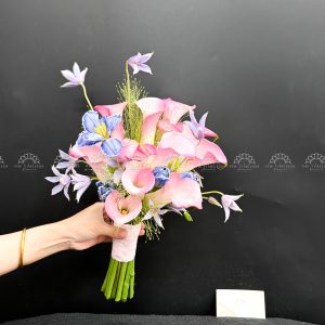 Hoa Cưới 10 Calla lily hồng mix tulip và clematis A512